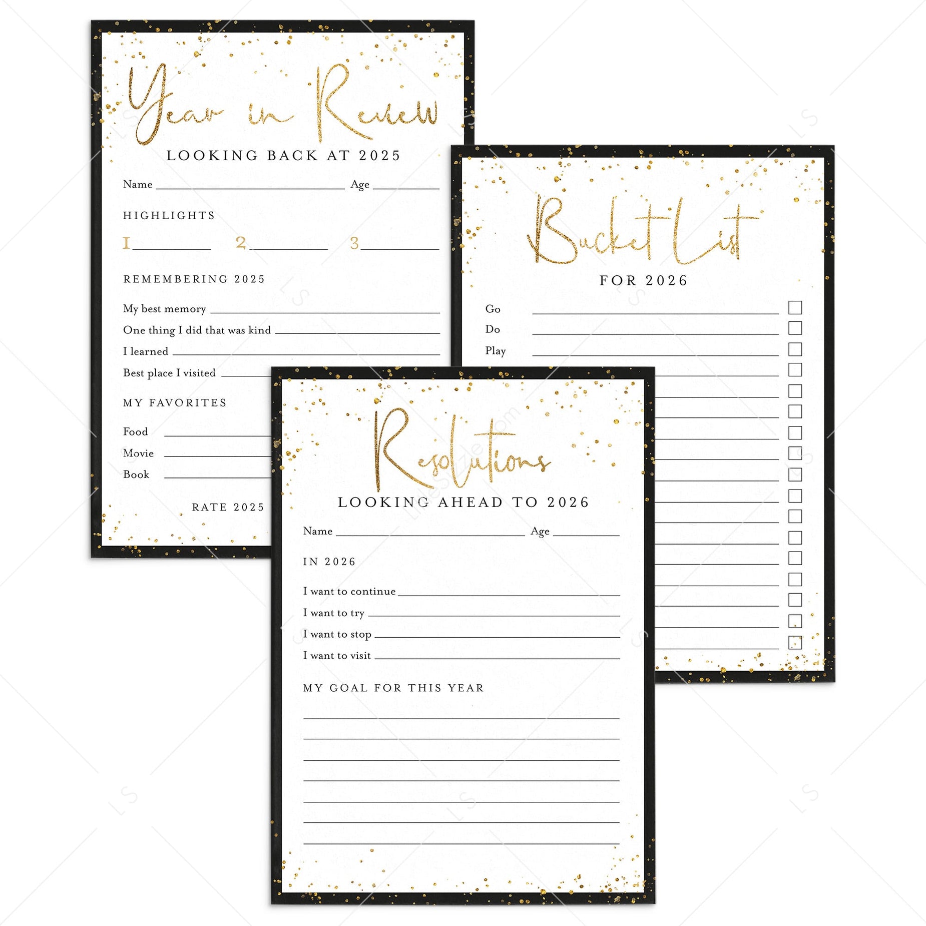 New Years Resolution Printable Cards | New Year Resolution List ...