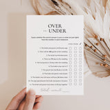 Printable Engagement Party Game Over or Under
