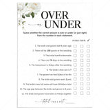 Over or Under Wedding Shower Game Printable by LittleSizzle