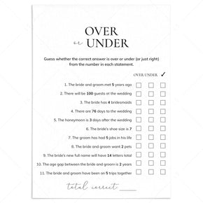 Over or Under Game Templates | Editable | Instant Download – LittleSizzle