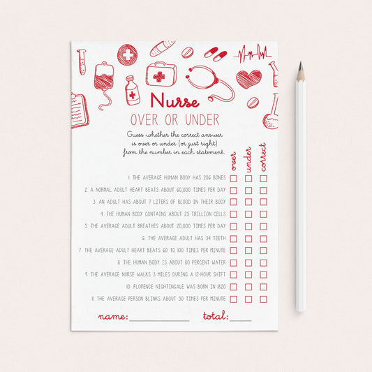 Nurse True or False Over or Under Game Printable by LittleSizzle