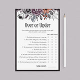 Floral Halloween Bridal Shower Game Over or Under Printable by LittleSizzle