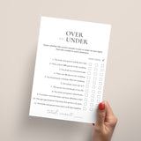 Printable Engagement Party Game Over or Under