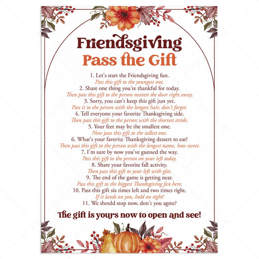 Friendsgiving Pass The Gift Game Printable by LittleSizzle