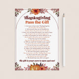 Thanksgiving Pass The Present Game Printable by LittleSizzle