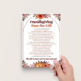 Friendsgiving Pass The Gift Game Printable