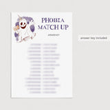 Spooky Halloween Party Quiz Phobia Match Up Printable