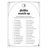 Phobia Match Up Game with Answer Key Printable by LittleSizzle