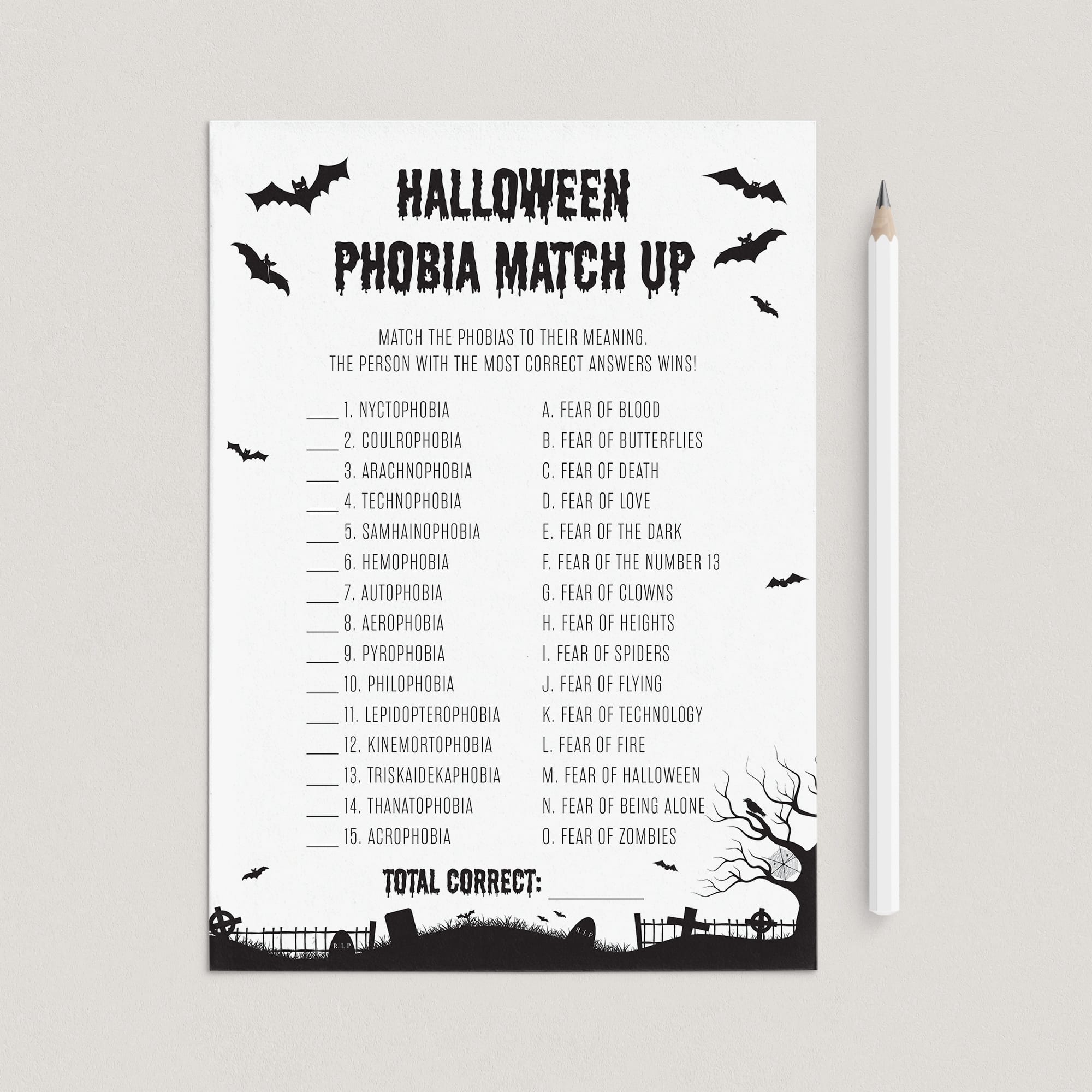 Black and White Halloween Party Quiz Printable by LittleSizzle