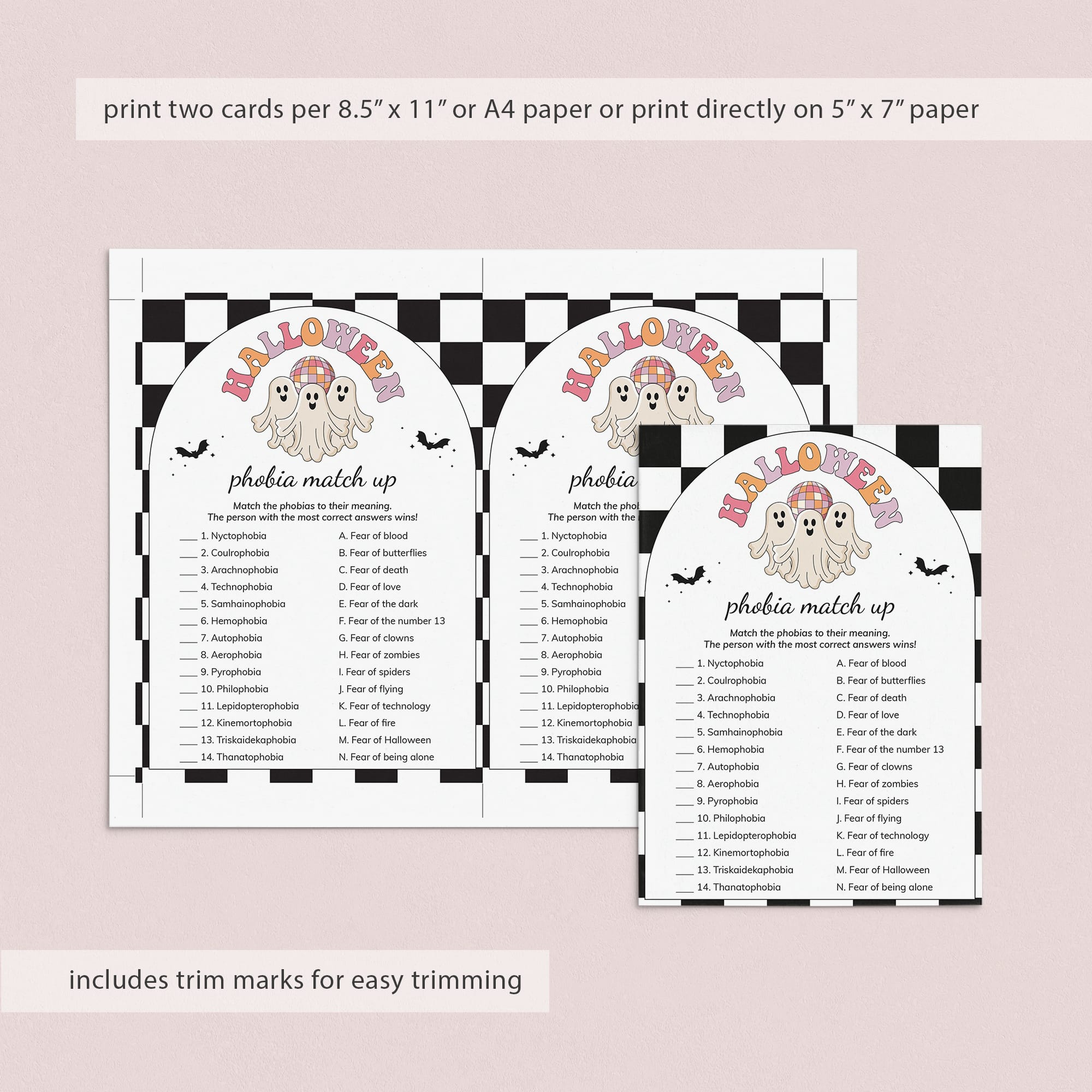 Boo Crew Halloween Party Phobia Quiz with Answer Key Printable Boo Crew Halloween Party Phobia Quiz with Answer Key Printable