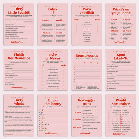 Pink and Red Bachelorette Game Bundle Printable by LittleSizzle