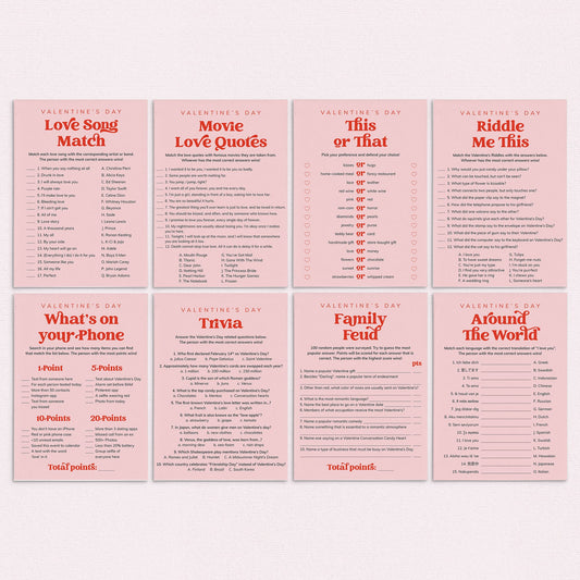 Red and Pink Valentines Party Games Printable by LittleSizzle