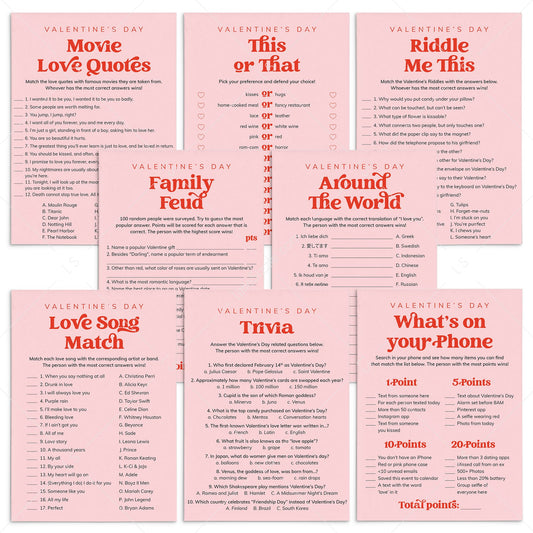 Red and Pink Valentines Party Games Printable by LittleSizzle