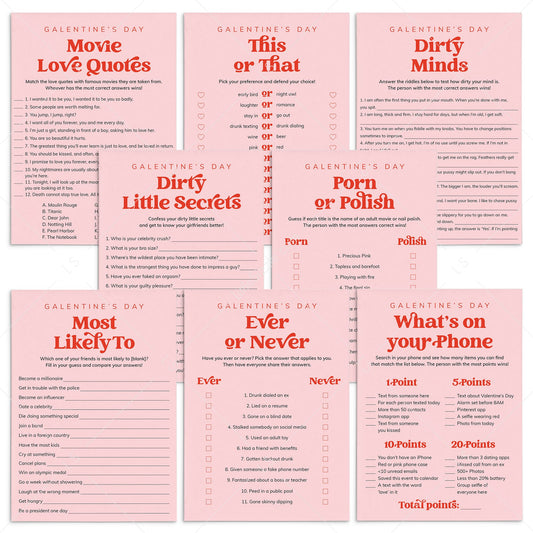 Red and Pink Galentines Party Games Printable by LittleSizzle
