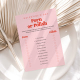Adult Galentine's Day Game Porn or Polish with Answer Key Printable
