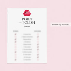 Porn or Polish Game with Answer Key Printable