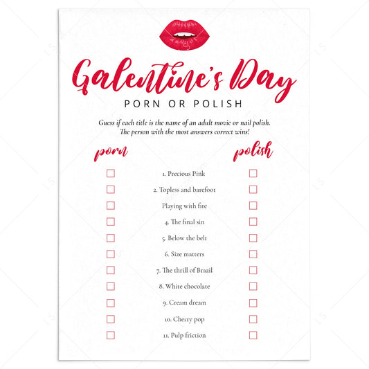 Porn or Polish Galentines Day Game with Answer Key Printable by LittleSizzle