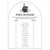 Porn or Polish Bachelorette Party Game Printable Bride or Die Party by LittleSizzle