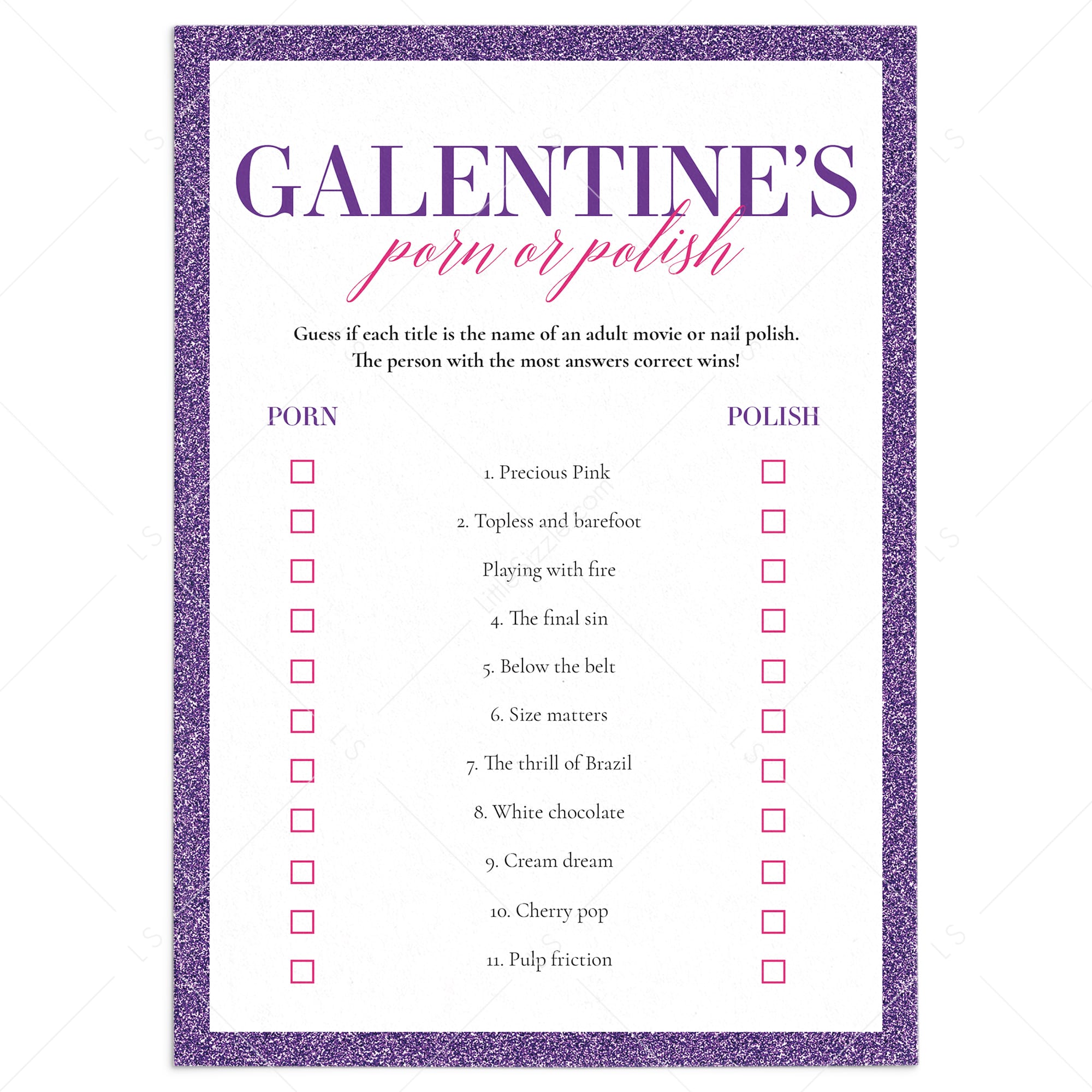 Galentine's Day Porn or Polish Quiz with Answers by LittleSizzle