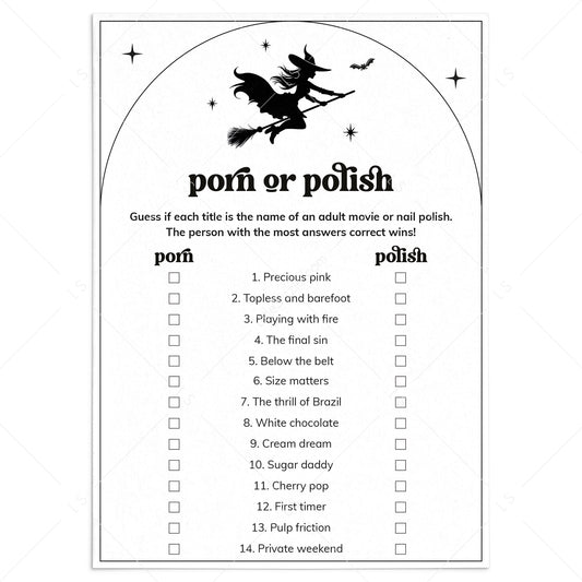 Bewitched Bachelorette Party Game Printable Porn or Polish by LittleSizzle