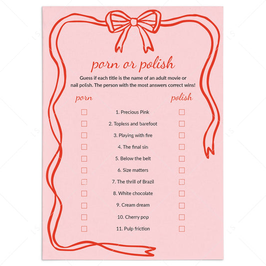 Wavy Border Porn or Polish Game with Answers Printable by LittleSizzle