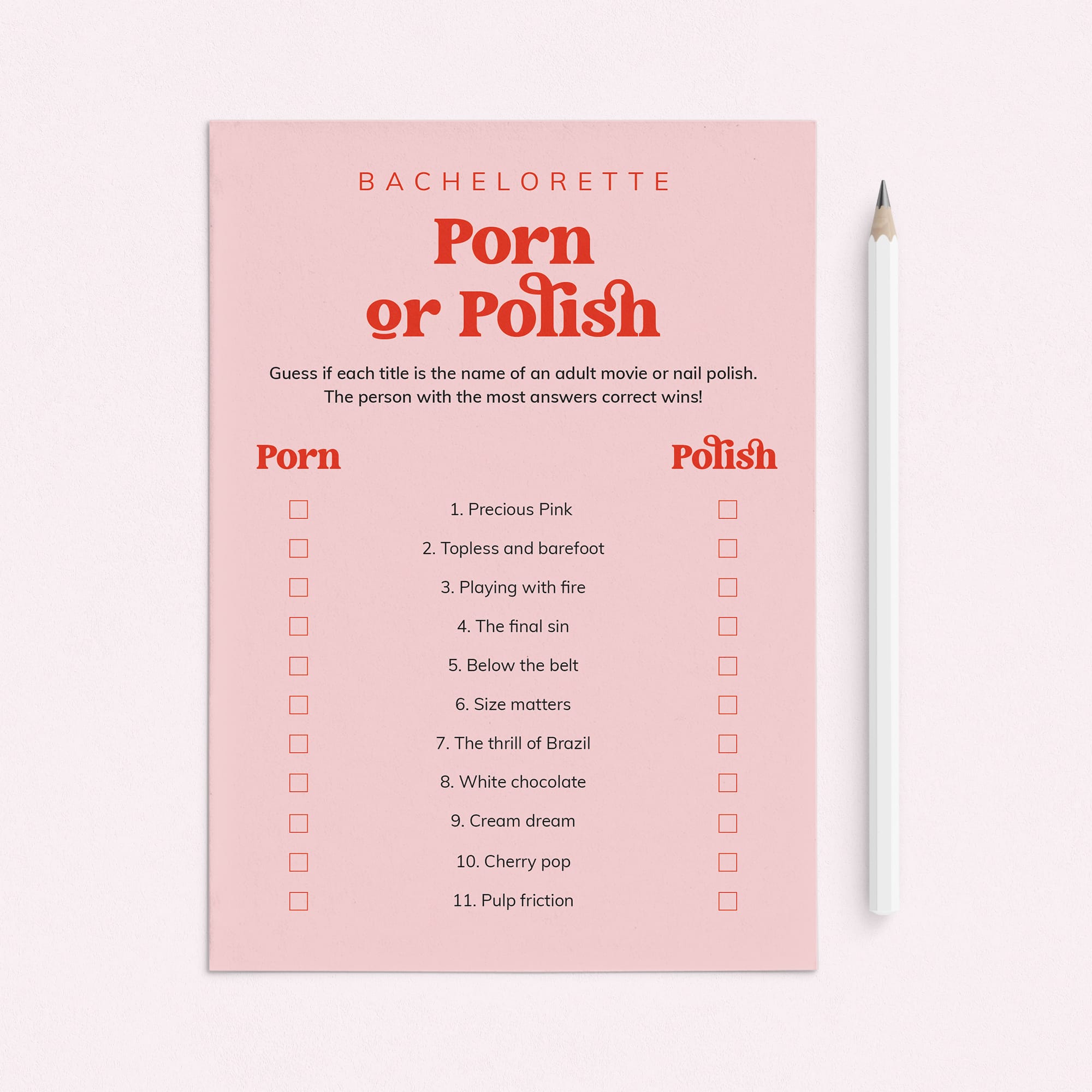 Bachelorette Party Game Porn or Polish Answers Included by LittleSizzle