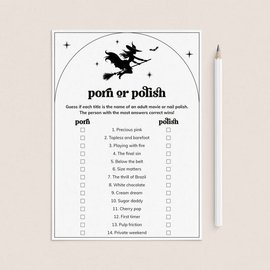 Bewitched Bachelorette Party Game Printable Porn or Polish by LittleSizzle