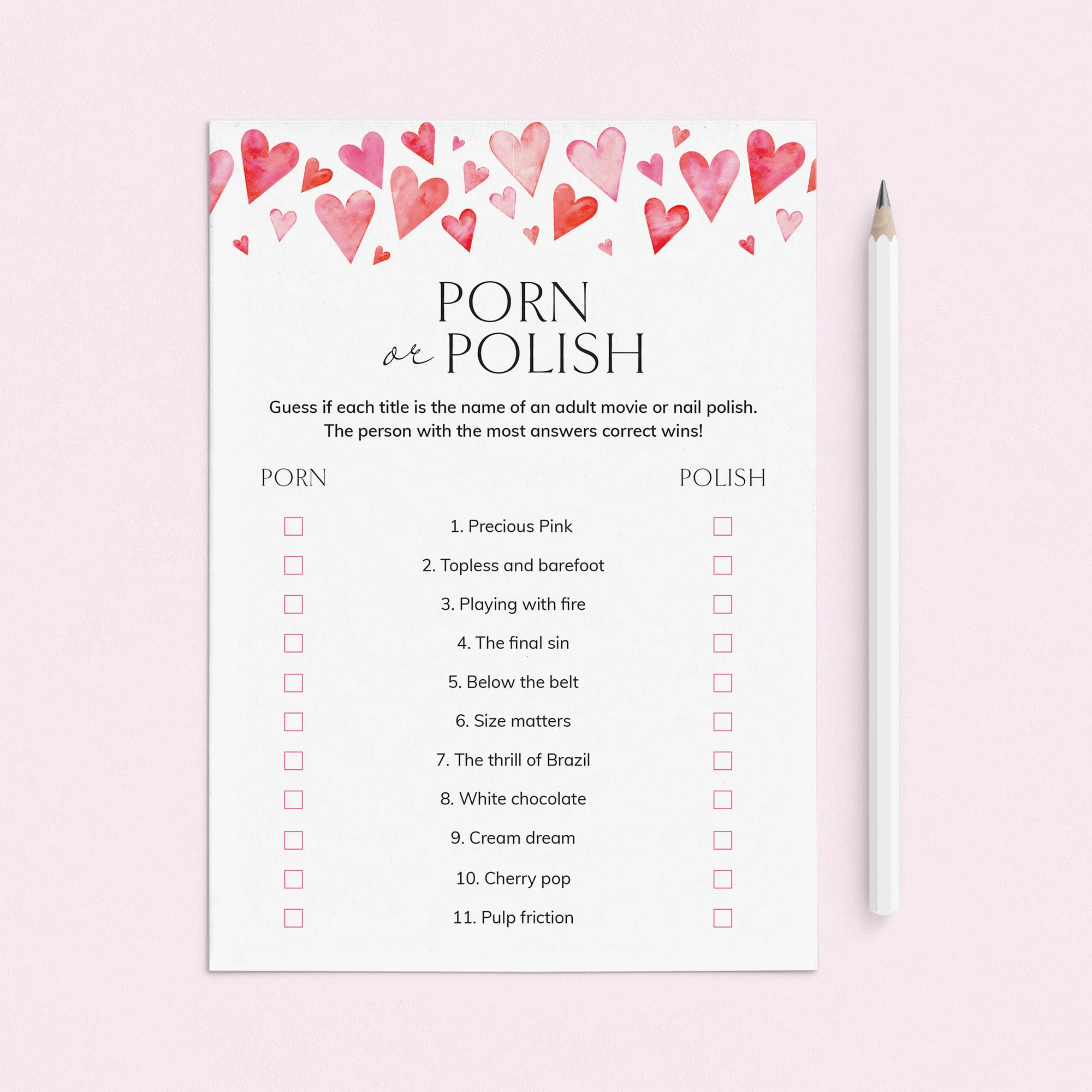 Galentines Game Porn or Polish with Answers by LittleSizzle