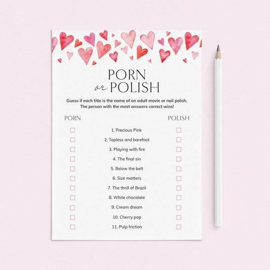 Galentines Game Porn or Polish with Answers by LittleSizzle