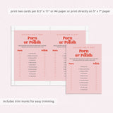 Adult Galentine's Day Game Porn or Polish with Answer Key Printable