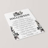 Printable Halloween Trivia Quiz with Answers Floral Skull