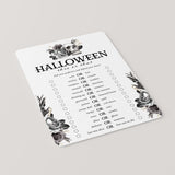 Black Floral Halloween Game This or That Printable