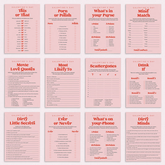 Pink and Red Galentines Day Games Printable by LittleSizzle