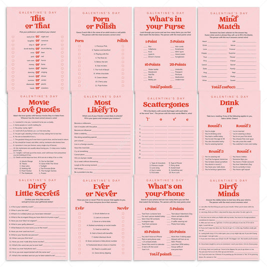 Pink and Red Galentines Day Games Printable by LittleSizzle