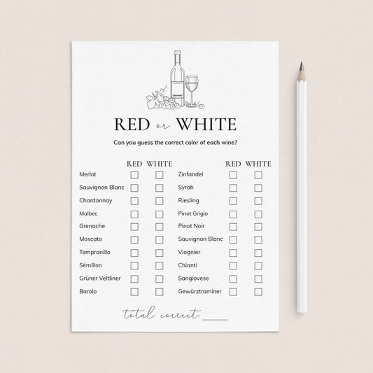 Red or White Wine Game with Answer Key Printable by LittleSizzle