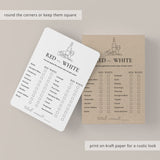 Red or White Wine Game with Answer Key Printable