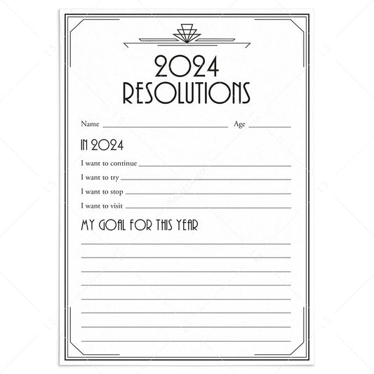 Gatsby New Years Party Printable 2024 Resolutions by LittleSizzle