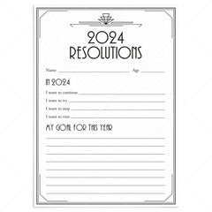 Gatsby New Years Party Printable 2024 Resolutions by LittleSizzle