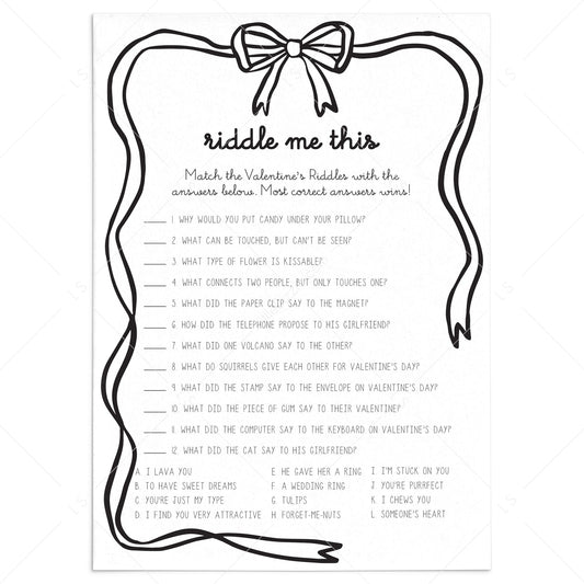 Fun Valentines Riddles and Answers Digital Download by LittleSizzle