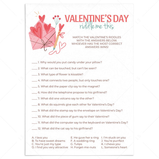 Valentine's Day Riddle Me This With Answers Printable by LittleSizzle