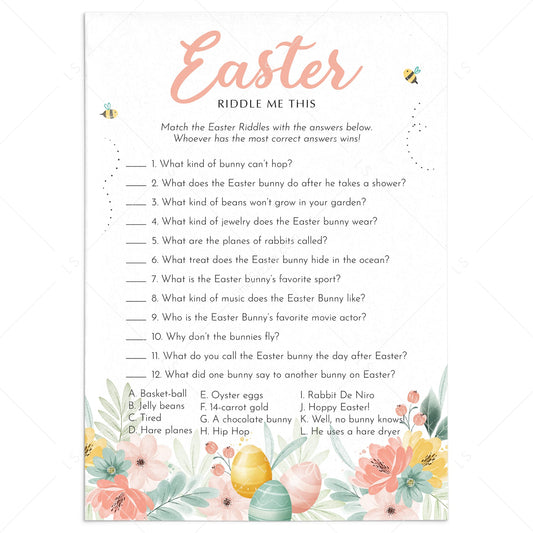 Easter Riddle Me This Game with Answers Printable by LittleSizzle