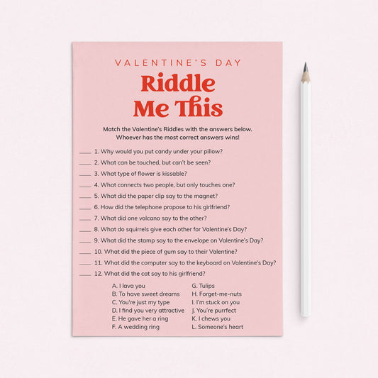 Riddle Me This Valentines Game Printable by LittleSizzle