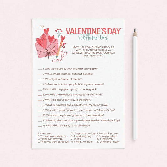 Valentine's Day Riddle Me This With Answers Printable by LittleSizzle