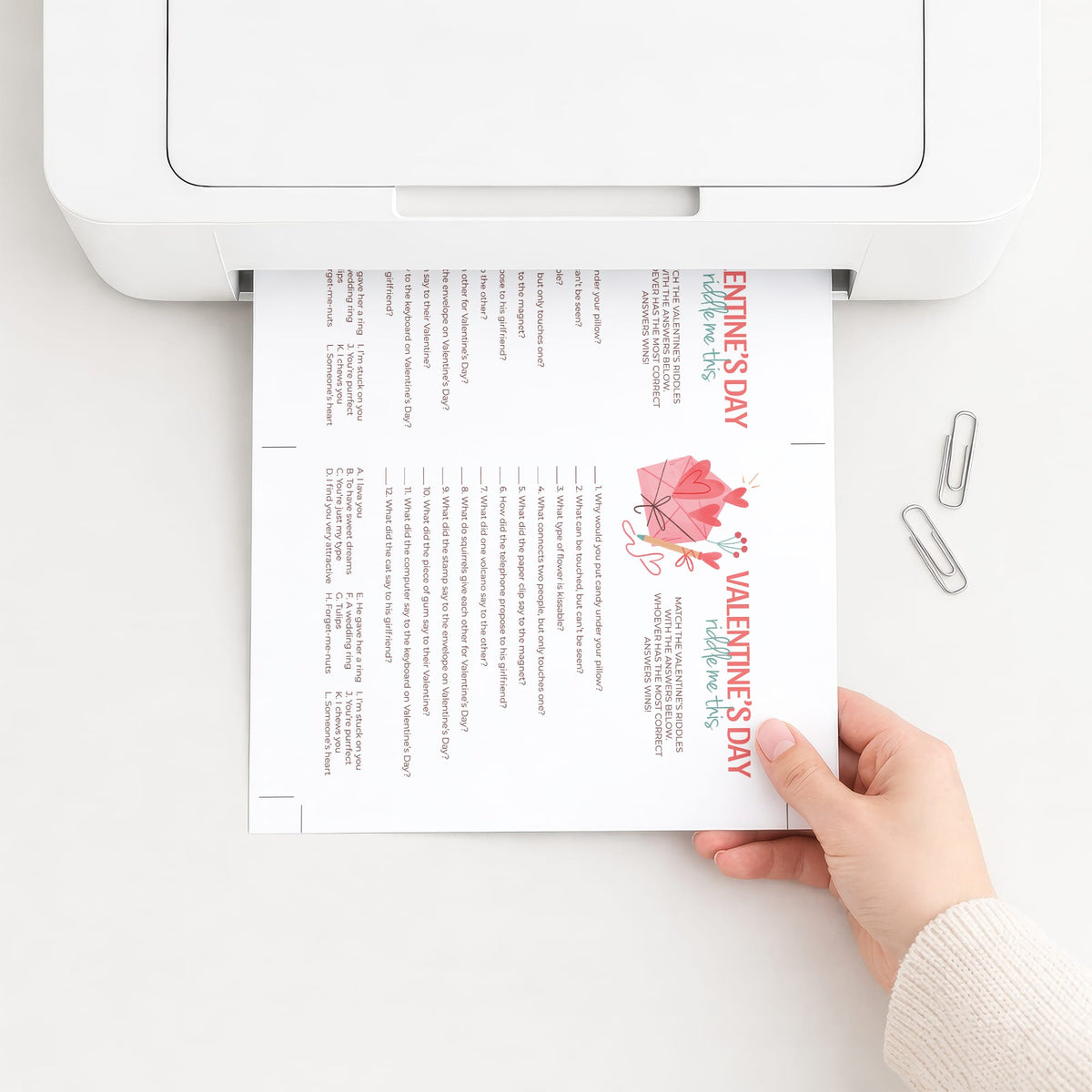 Valentine's Day Riddle Me This With Answers Printable | Instant ...