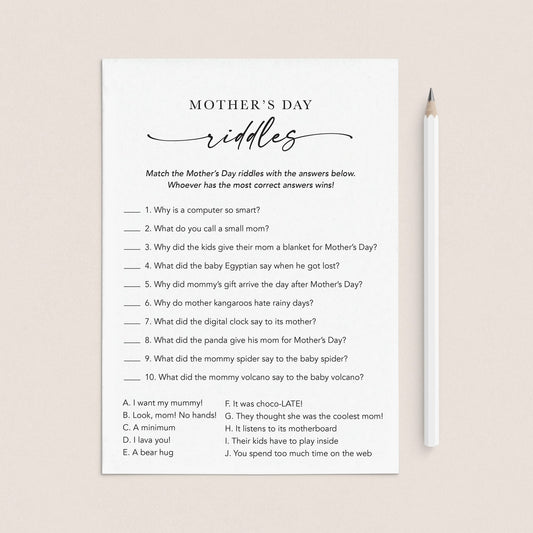 Funny Mothers Day Jokes and Riddles Printable by LittleSizzle