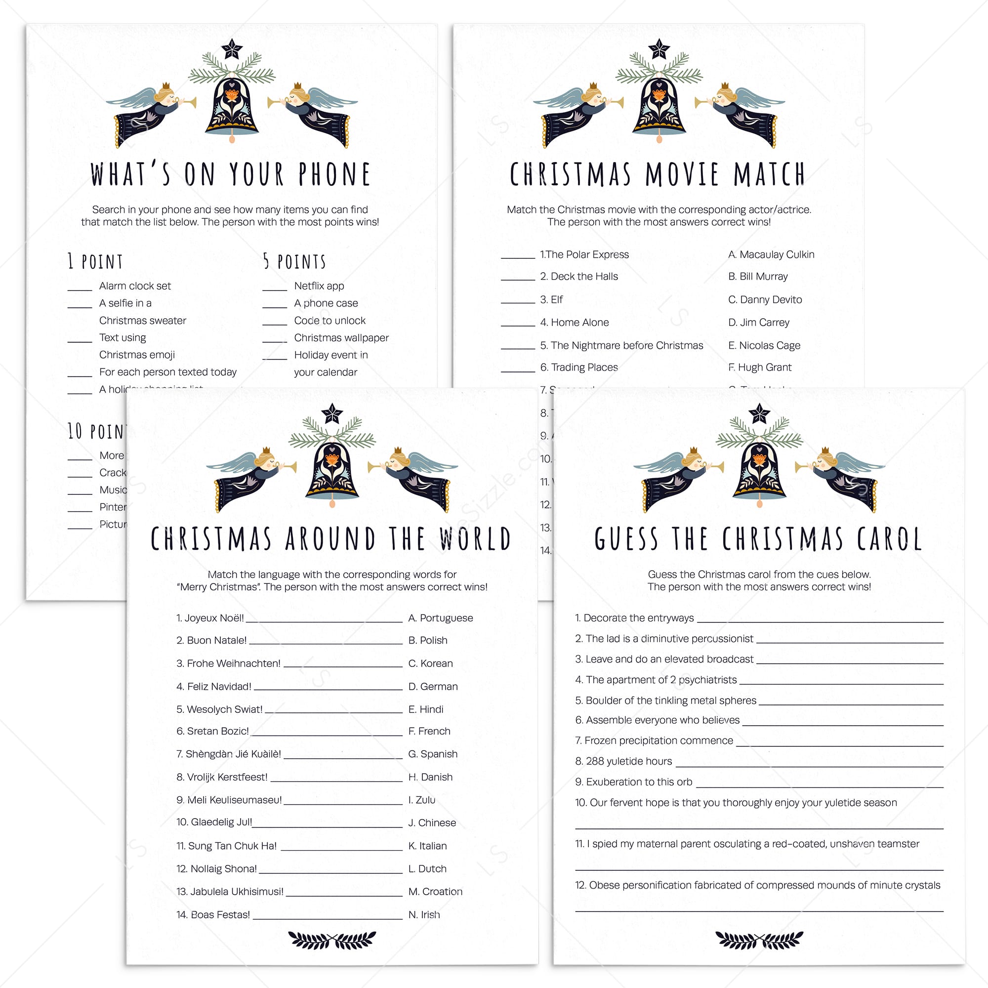 Friendsmas Party Games Bundle Instant Download by LittleSizzle