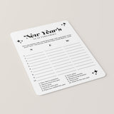 Black & White New Year's Game Scattergories Printable