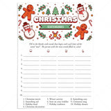 Printable Family Christmas Game Scattergories by LittleSizzle