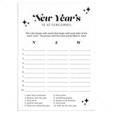 Black & White New Year's Game Scattergories Printable by LittleSizzle