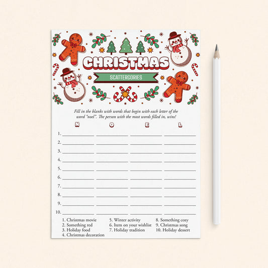 Printable Family Christmas Game Scattergories by LittleSizzle